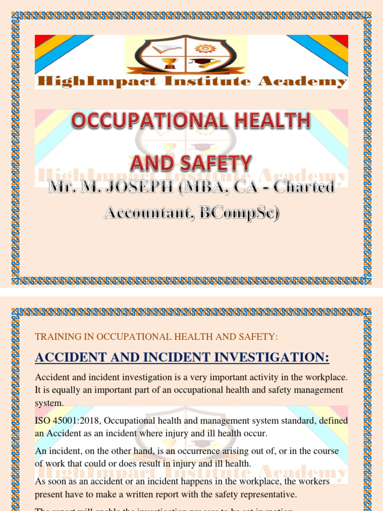 Occupational Health And Safety Module Six Pdf Occupational Safety