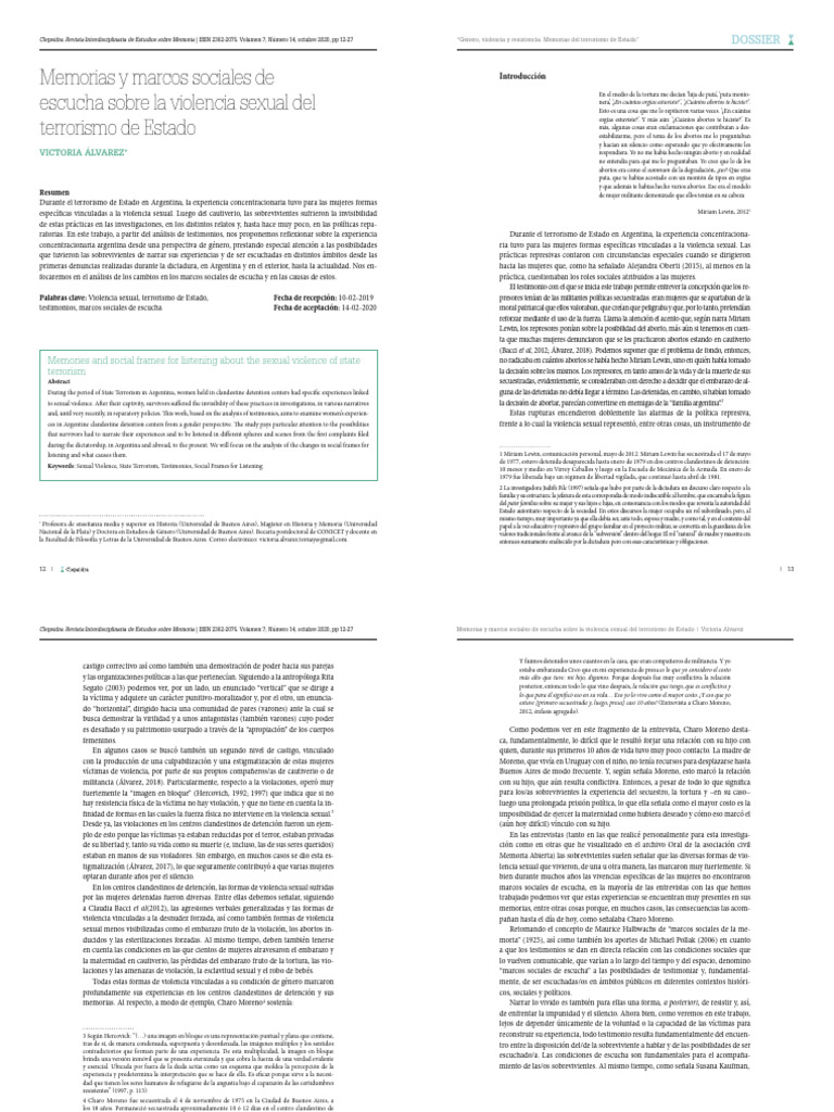 Violencia sexual en el terrorismo de Estado | PDF | Violación | Testimonio