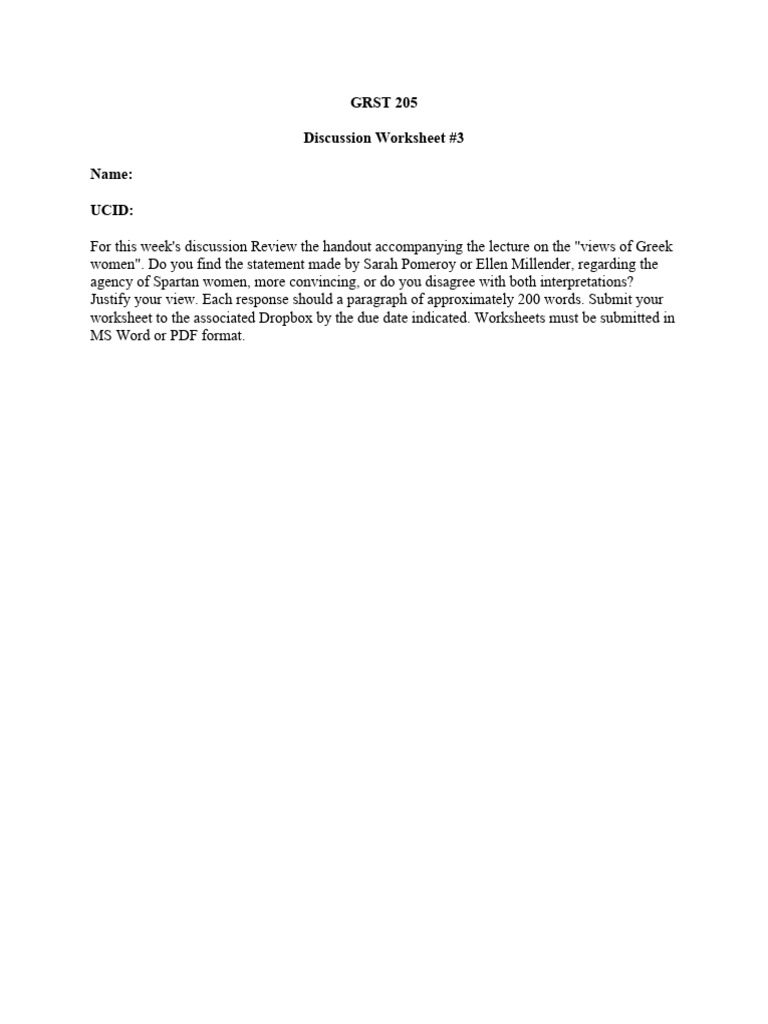 Discussion Worksheet 3 | PDF