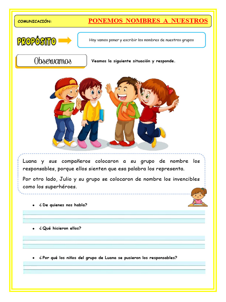 U1 s3 Ficha d1 Com Ponemos Nombres A Nuestros Grupos | PDF