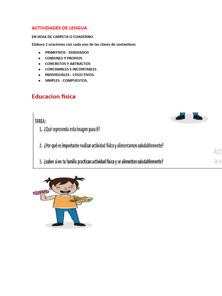 Actividades de Lengua: Sustantivos | PDF | Artes del Lenguaje y ...