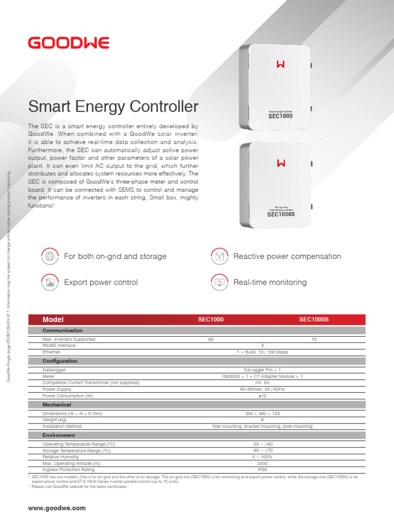 GoodWe SEC1000 Smart Energy Controller | PDF | Power Inverter | Nature