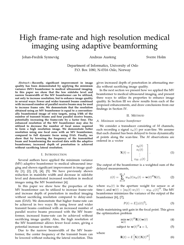 High FrameRate and High Resolution Medical Imaging Using Adaptive