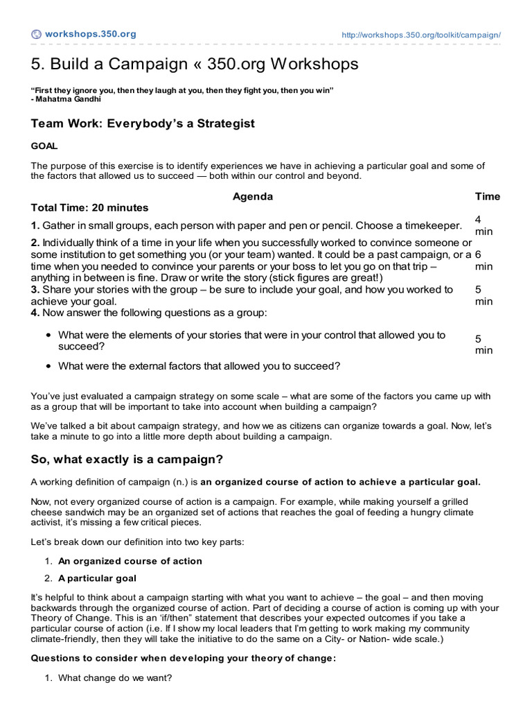 Building Effective Campaign Strategies | PDF | Civil Disobedience ...