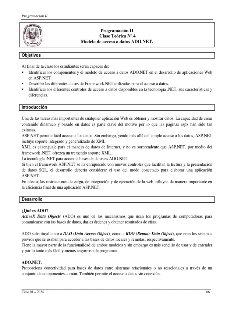 ADO.NET en ASP.NET: Guía Completa | PDF | Active X Data Objects | SQL
