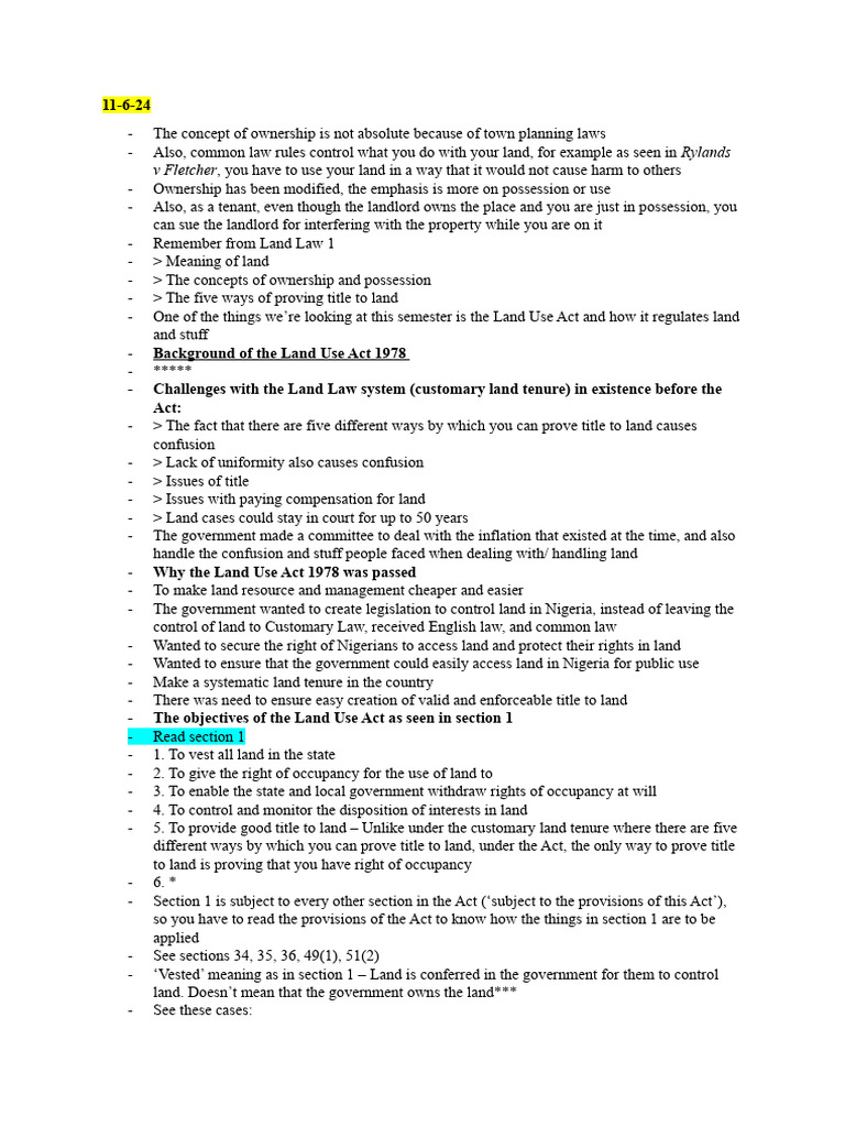0 Land Law II Notes-1 | PDF | Lease | Leasehold Estate