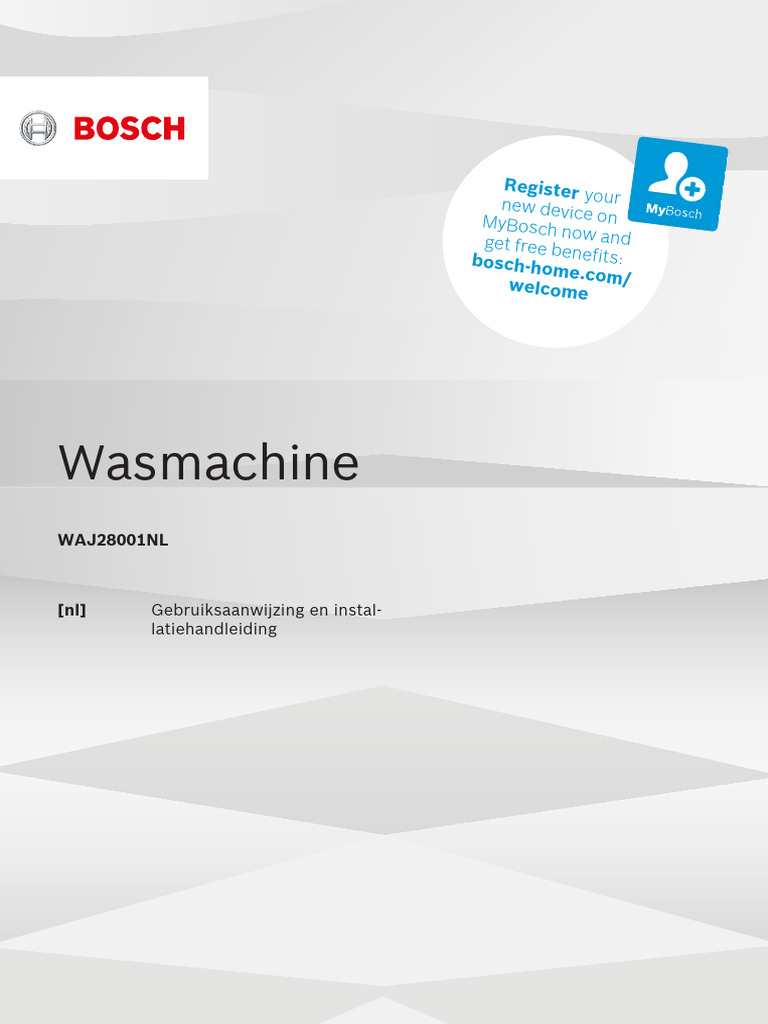 Bosch WAJ28001NL Washing Machine | PDF
