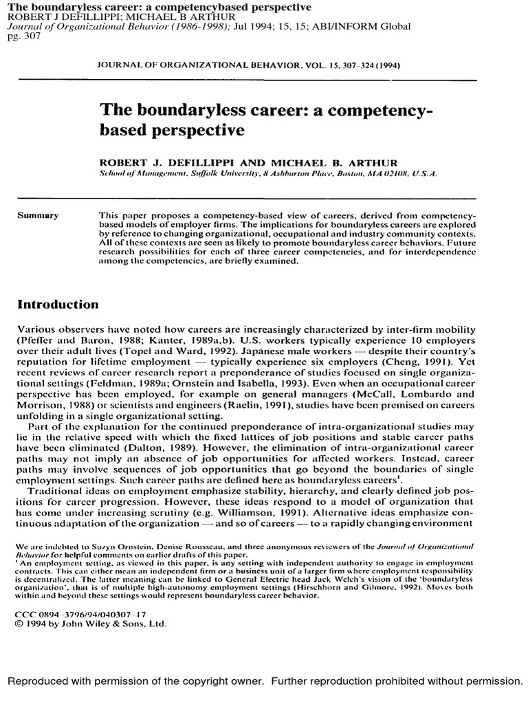 Boundaryless Career Competency Insights | PDF | Law