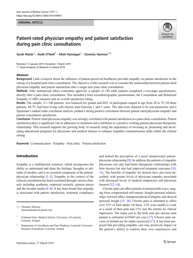 07 Patient - Rated Physician Empathy and Patient Satisfaction During ...