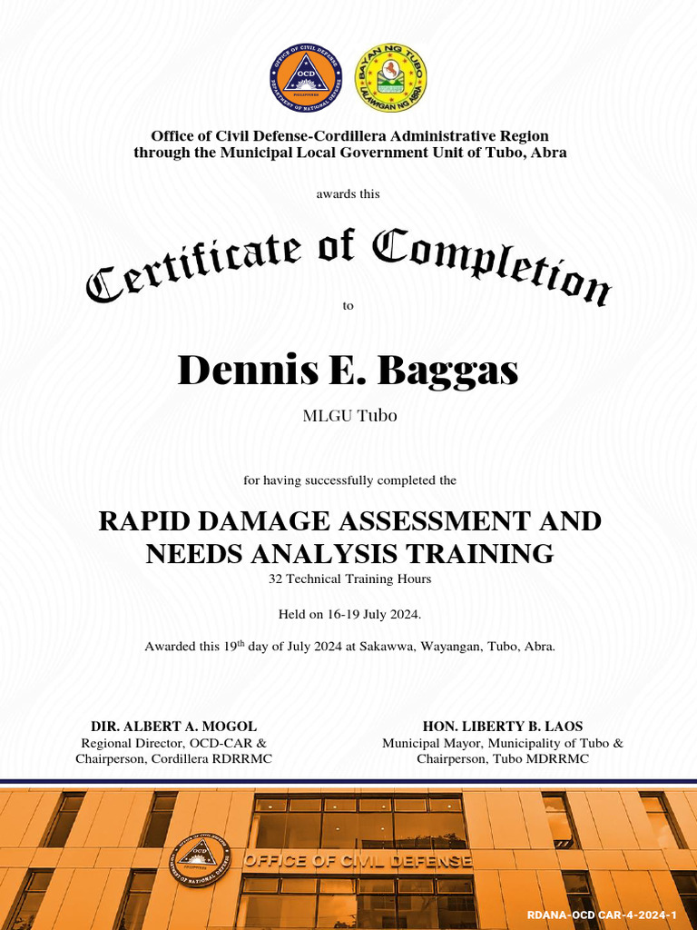 Rapid Damage Assessment Training Award | PDF | Local Government ...