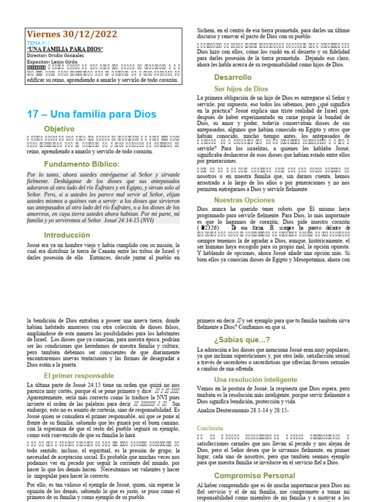 Compromiso Familiar con Dios | PDF | Joshua | Creencia religiosa y doctrina