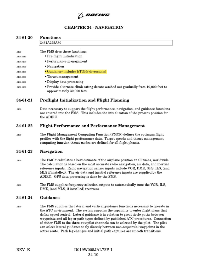 FMS Function Including ETOPS Diversion | PDF