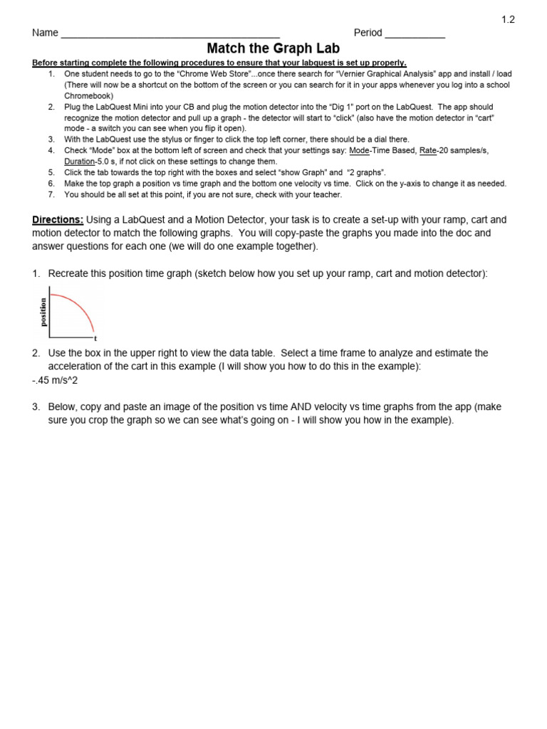 Graphing Lab Setup Instructions | PDF | Velocity | Acceleration