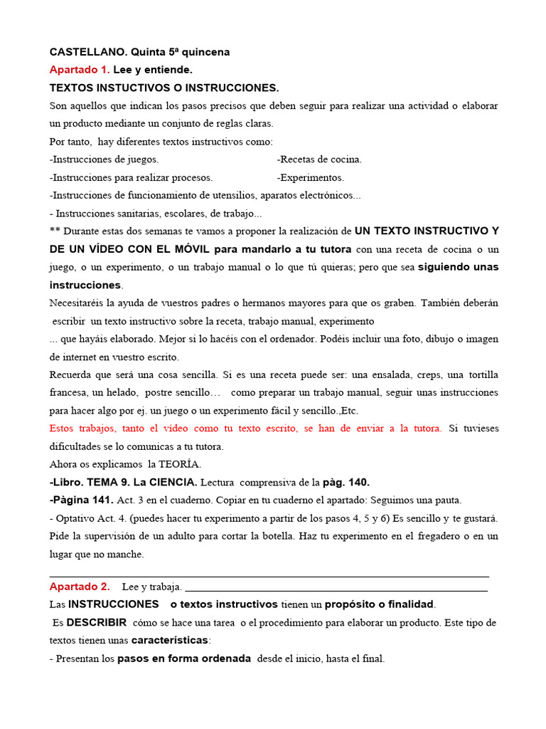 Textos Instructivos para Niños | PDF | Artes del Lenguaje y ...