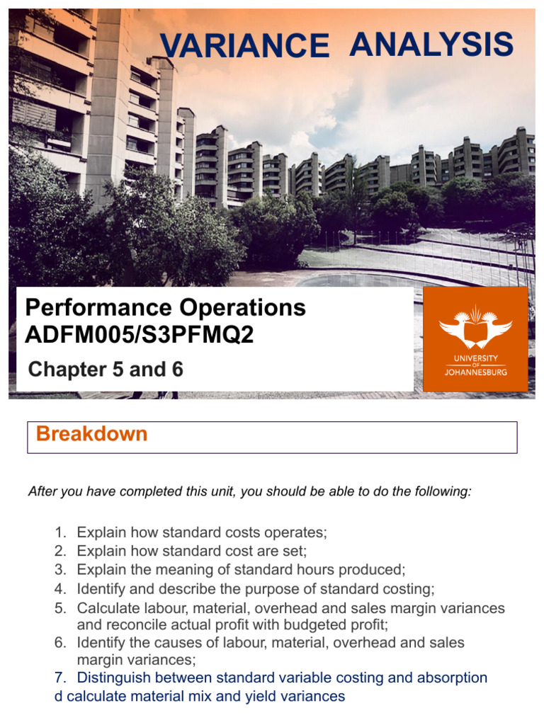 Unit 1c Variance Analysis Chapter 5 Part 1 Pdf Cost Profit