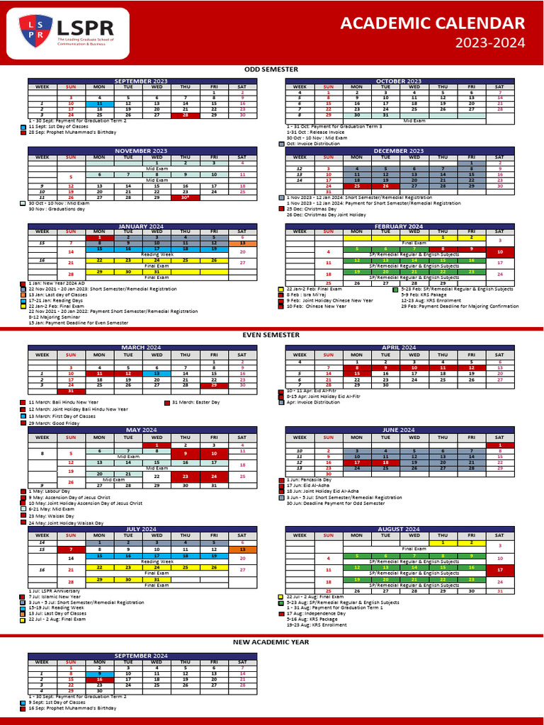 Upd 16 Feb 2024 2023 2024 RECTORATE ACADEMIC CALENDAR | PDF | Academic ...