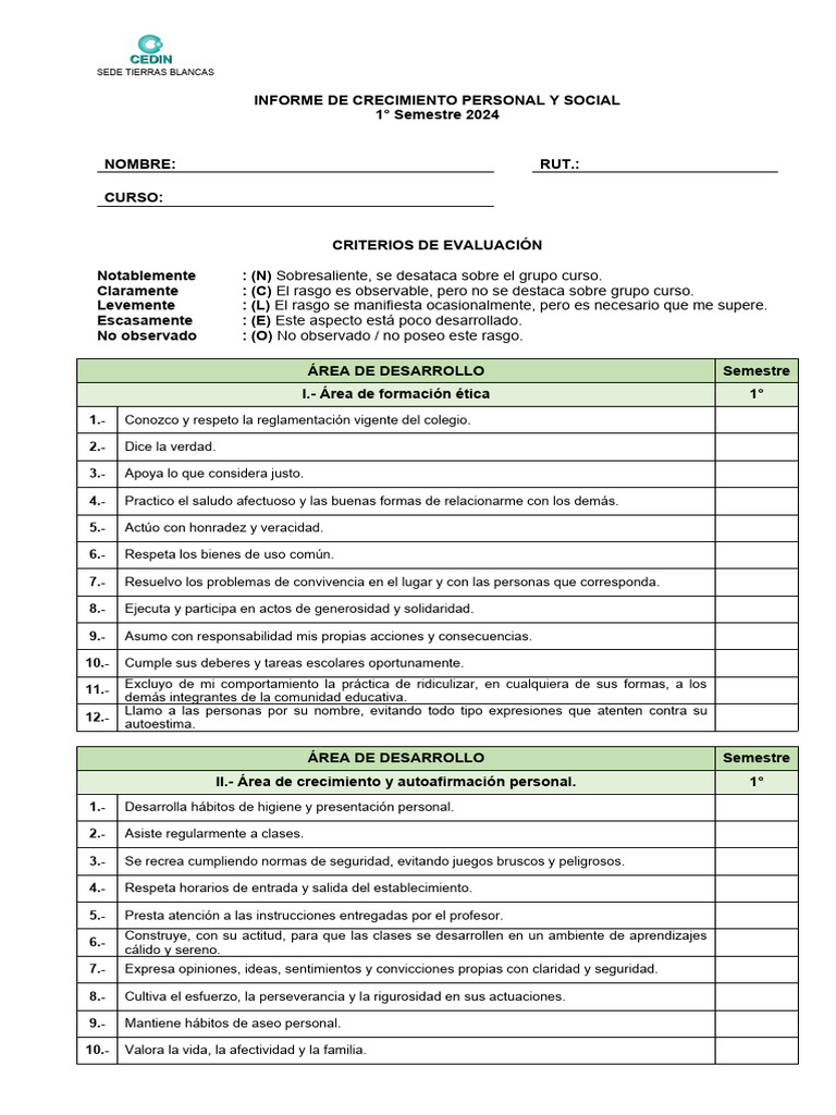 Informe de Crecimiento Personal 2024 | PDF | Crecimiento personal y ...