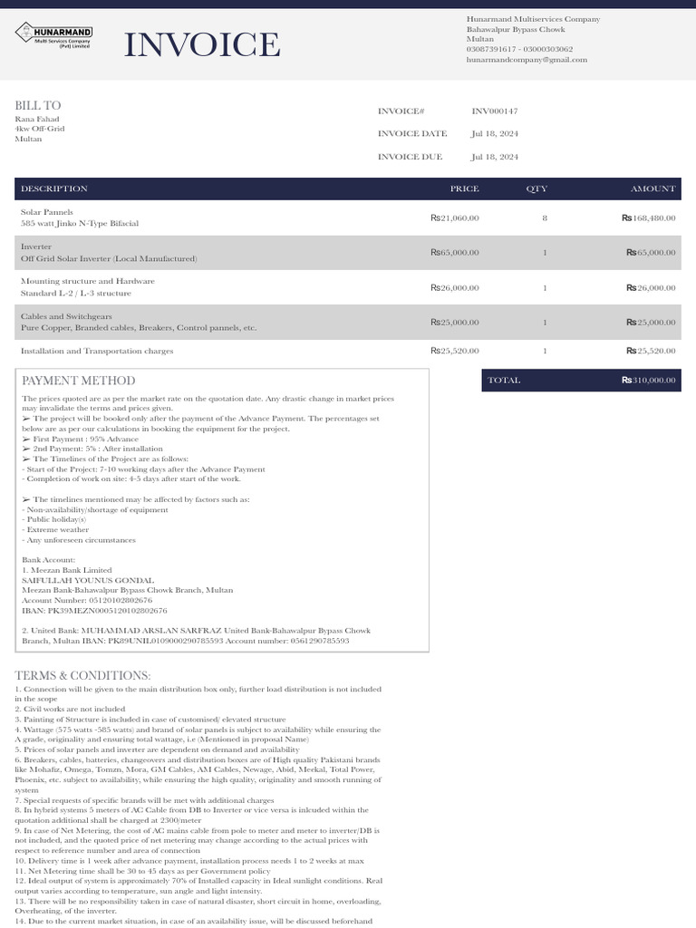 Solar Project Payment Terms & Conditions | PDF | Photovoltaic System ...
