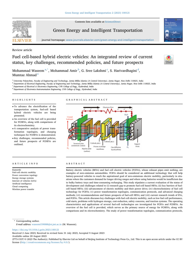 Fuel Cell Hybrid Electric Vehicles Review | PDF | Electric Vehicle ...