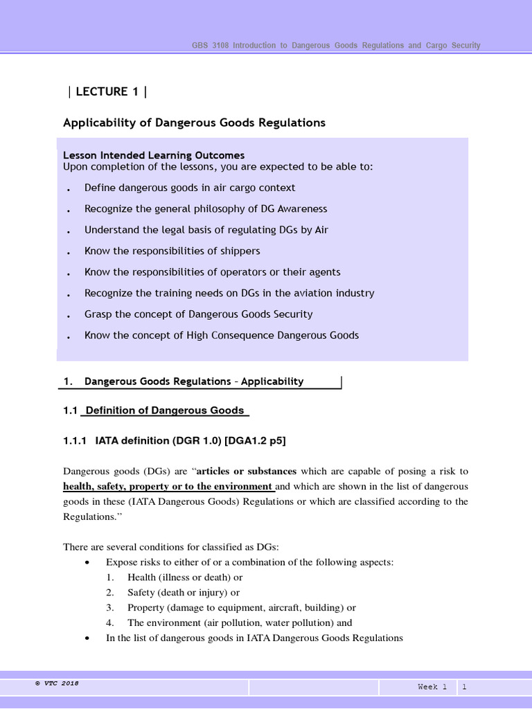 Overview of Dangerous Goods Regulations | PDF | Dangerous Goods | Cargo