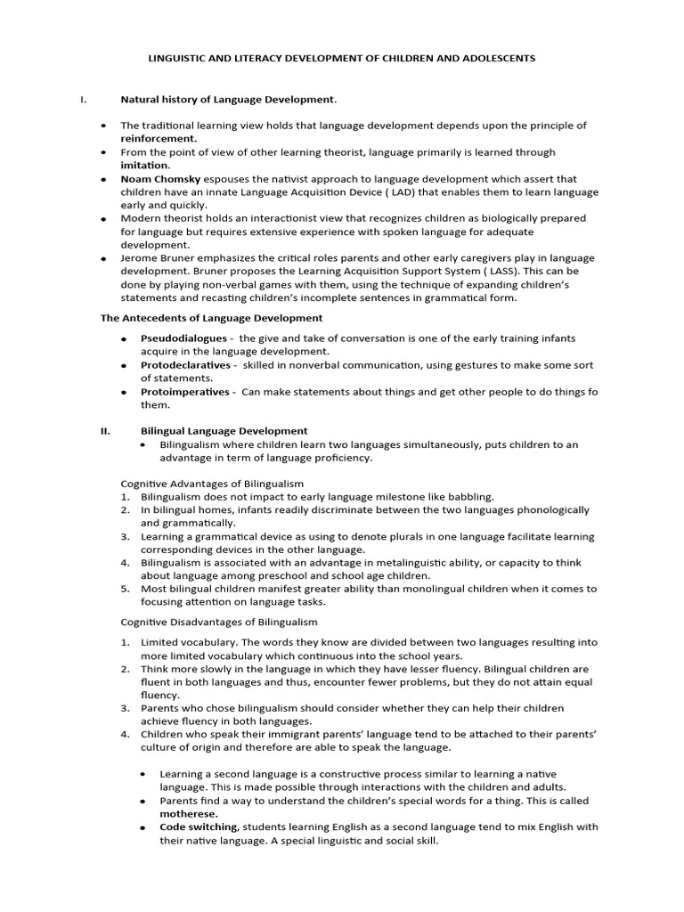 Language and Literacy Development in Kids | PDF | Language Development ...