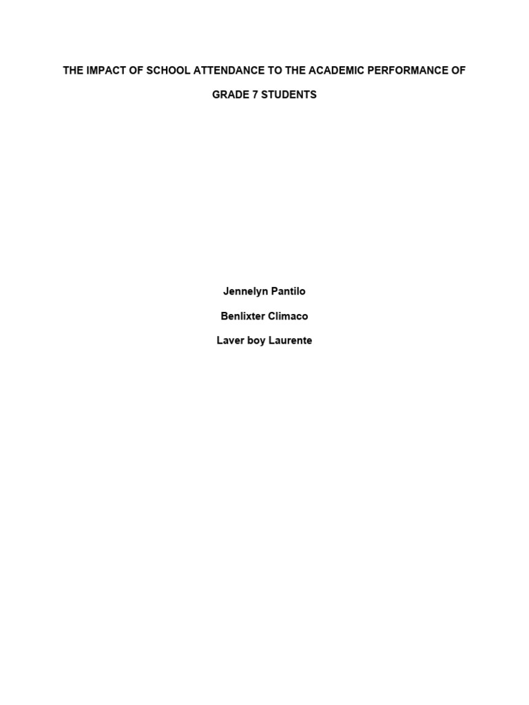 Impact of Attendance on Grade 7 Performance | PDF | Survey Methodology ...
