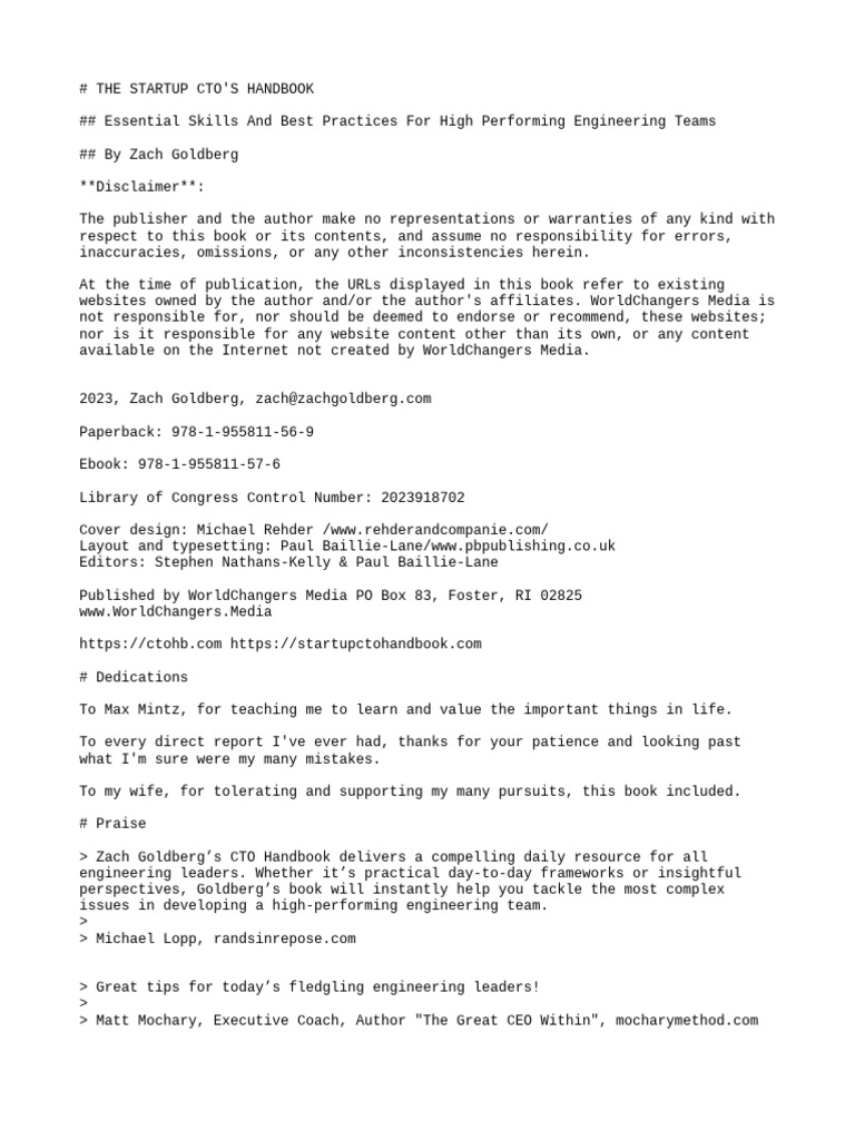 Start Up C To Handbook | PDF | Mentorship | Communication