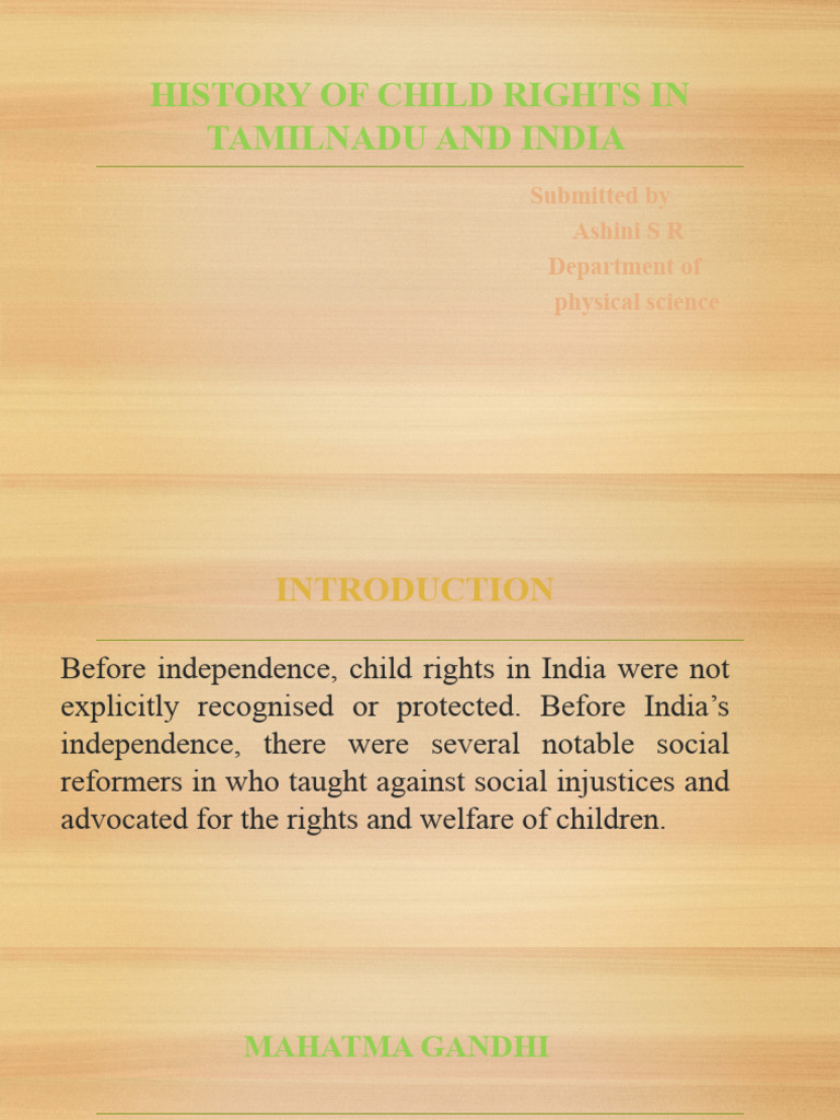 Child Rights History in Tamil Nadu | PDF | Children's Rights | Justice