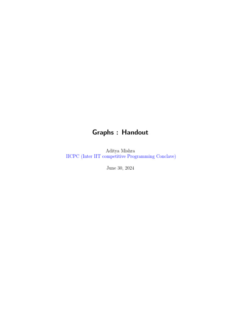 Graph Handout | PDF | Combinatorics | Computational Problems