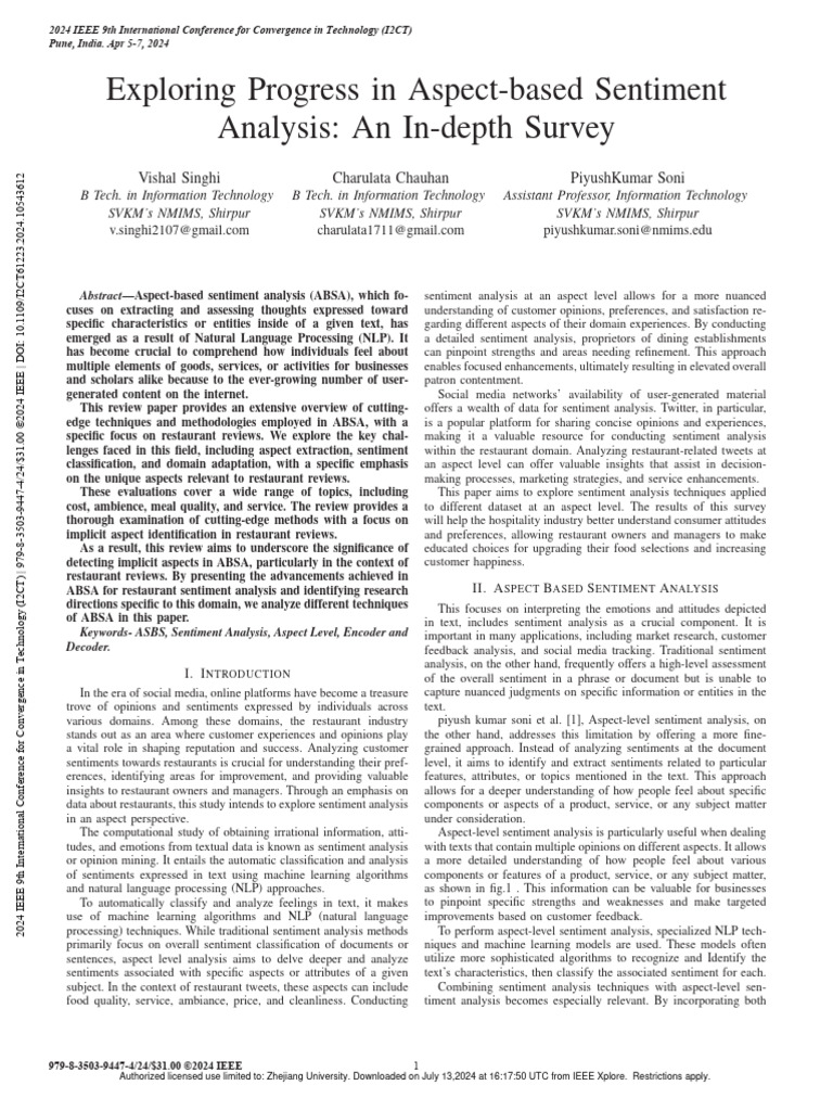 Advances in Restaurant Sentiment Analysis | PDF | Artificial Neural ...