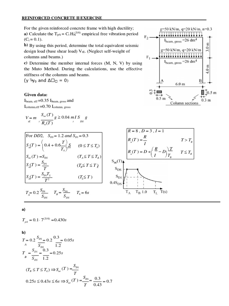 Reinforced Concrete Seismic Design Exercise | PDF | Structural ...