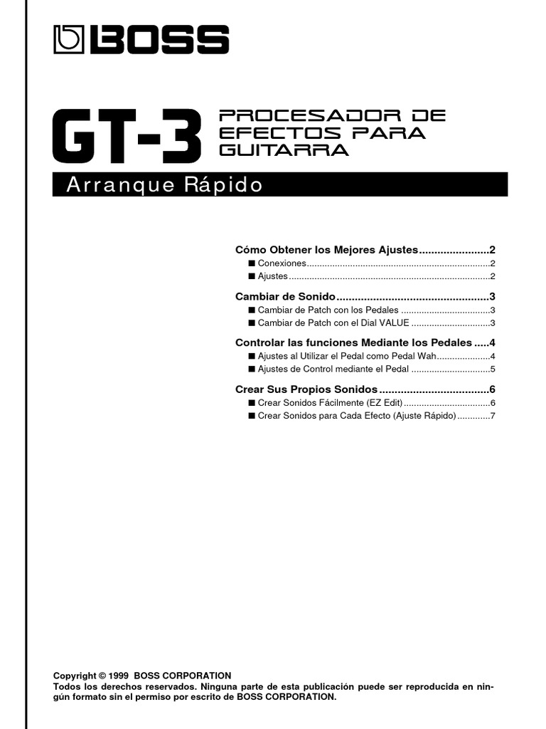 Guía Rápida del Boss GT-3 | PDF | Tecnología de producción sonora ...
