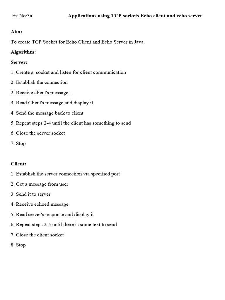 Ex no 3 pdf network socket transmission control protocol