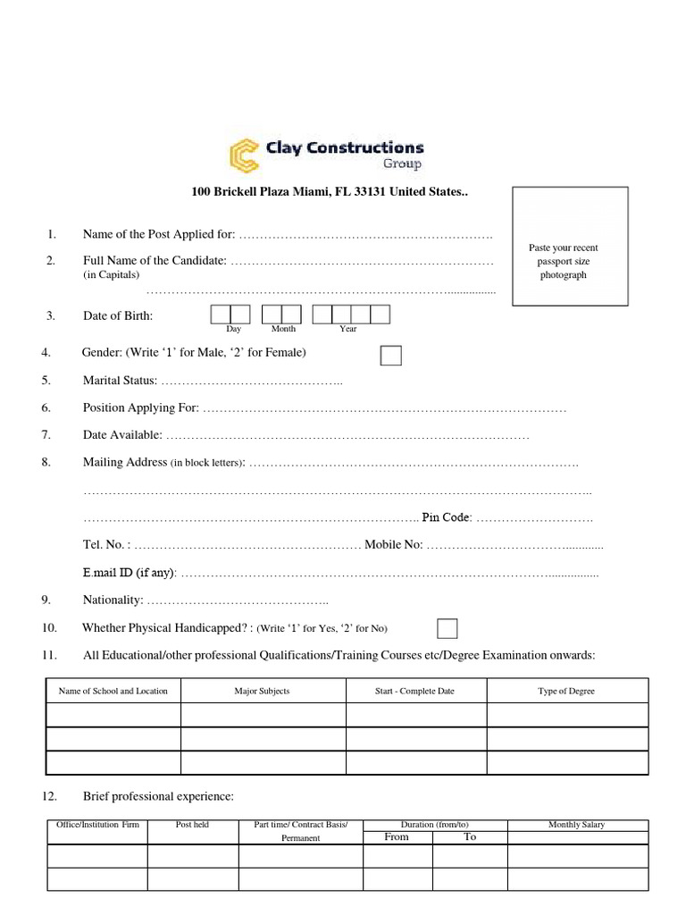 Clay Constructions Group Application Form | PDF | Justice | Crime ...