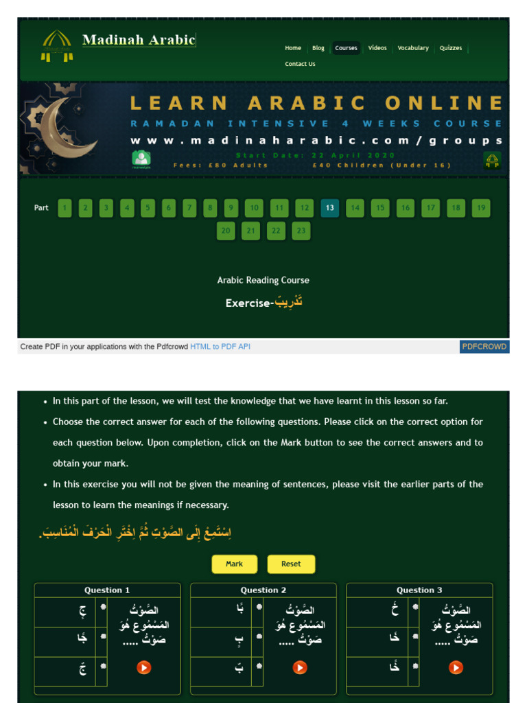 WWW Madinaharabic Com Arabic Reading Course Lessons L000 013 | PDF ...