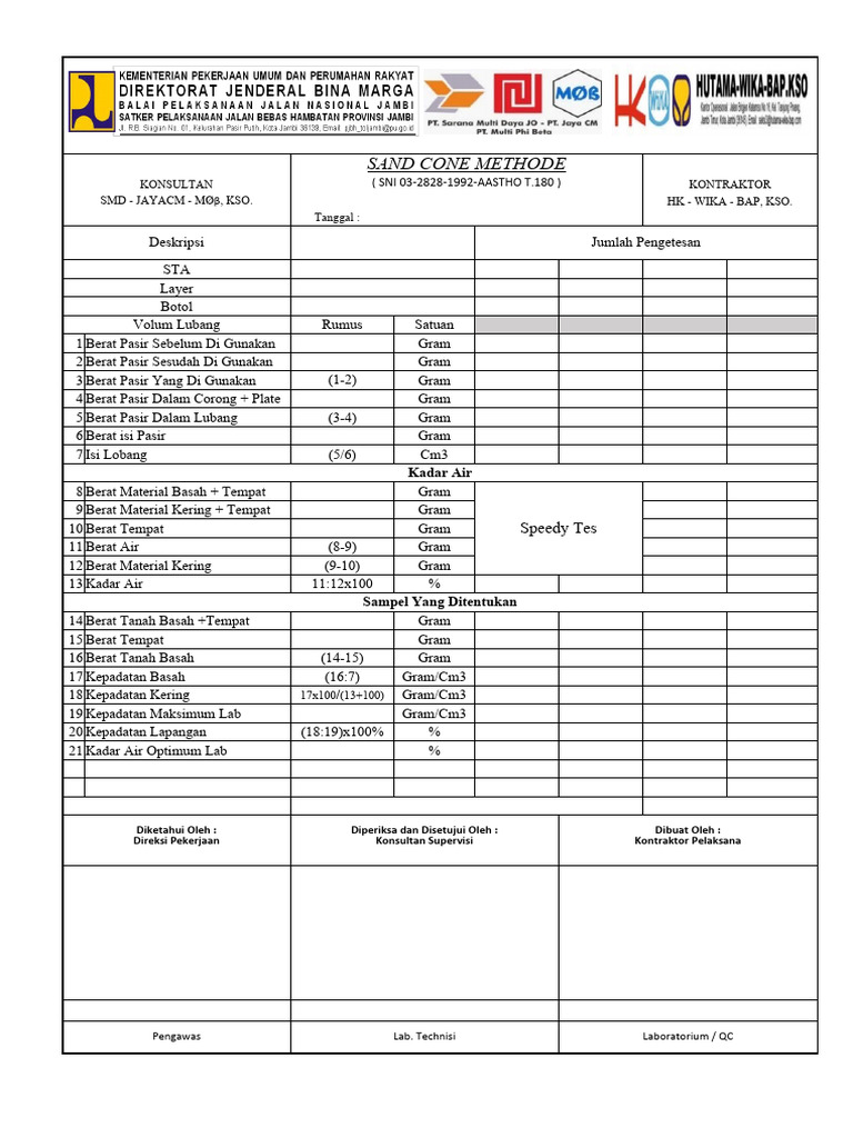 SandCone Form | PDF