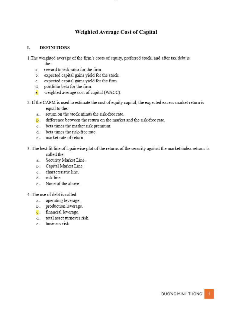 Understanding Weighted Average Cost of Capital | PDF | Cost Of Capital ...
