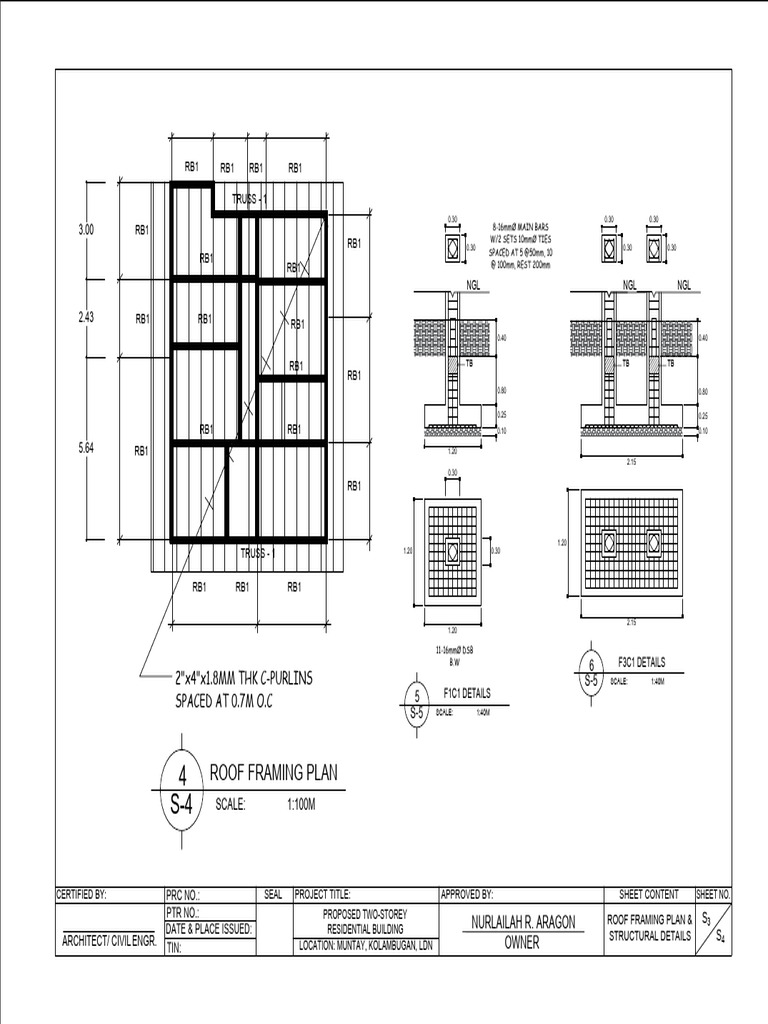 s3 Roof Framing Structural Details Aragon | PDF