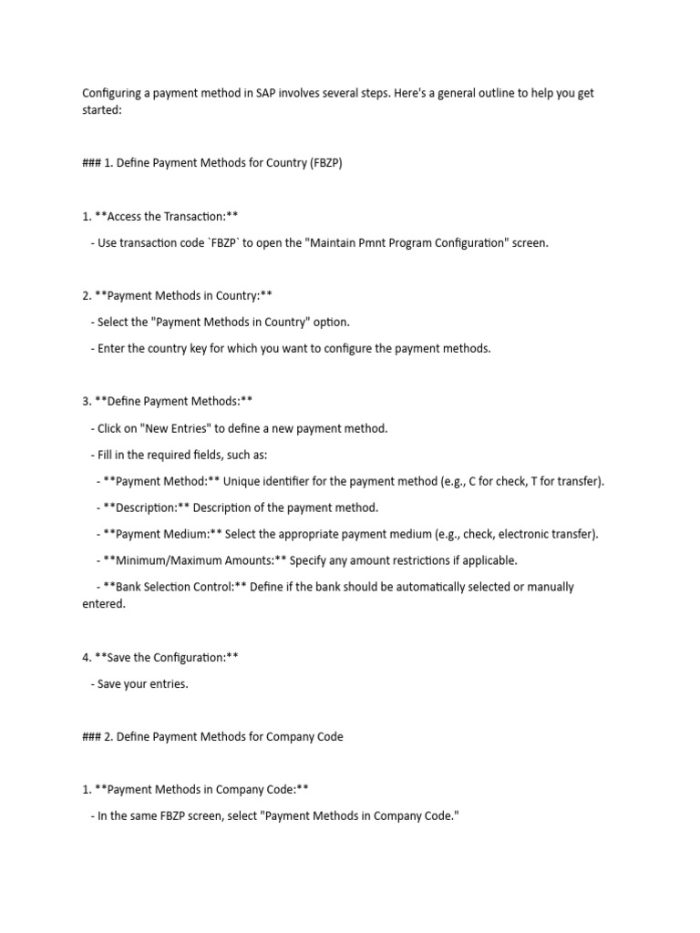 Configuring A Payment Method in SAP | PDF | Banks | Payments
