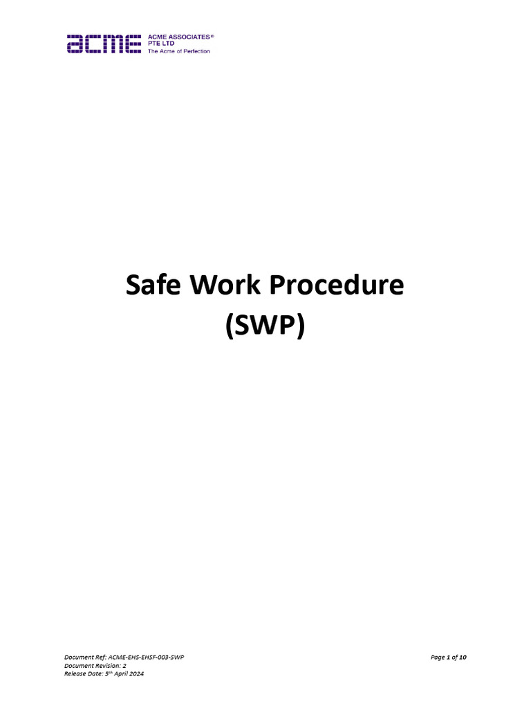 Safe Work Procedure Guidelines 2024 | PDF | Relay | Electricity