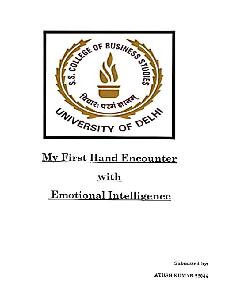 My firsthand experience of emotional intelligence 22044 pdf
