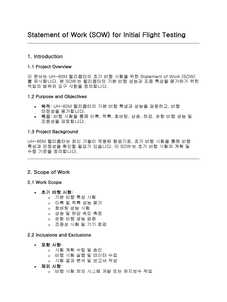 SOW - Initial Flight Testing | PDF