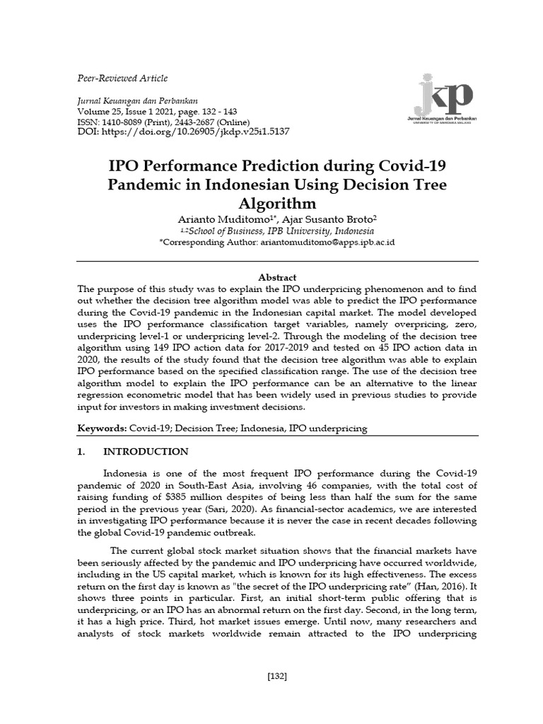 IPO Performance Prediction in Indonesia | PDF | Initial Public Offering ...