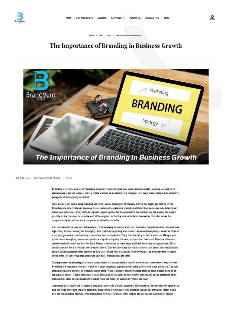The Importance Of Branding In Business Growth Pdf Brand Business