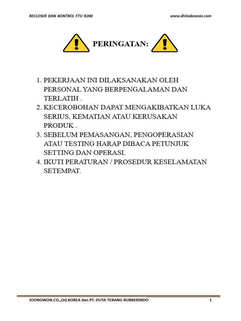 Panduan Pemasangan Recloser FTU R200 | PDF