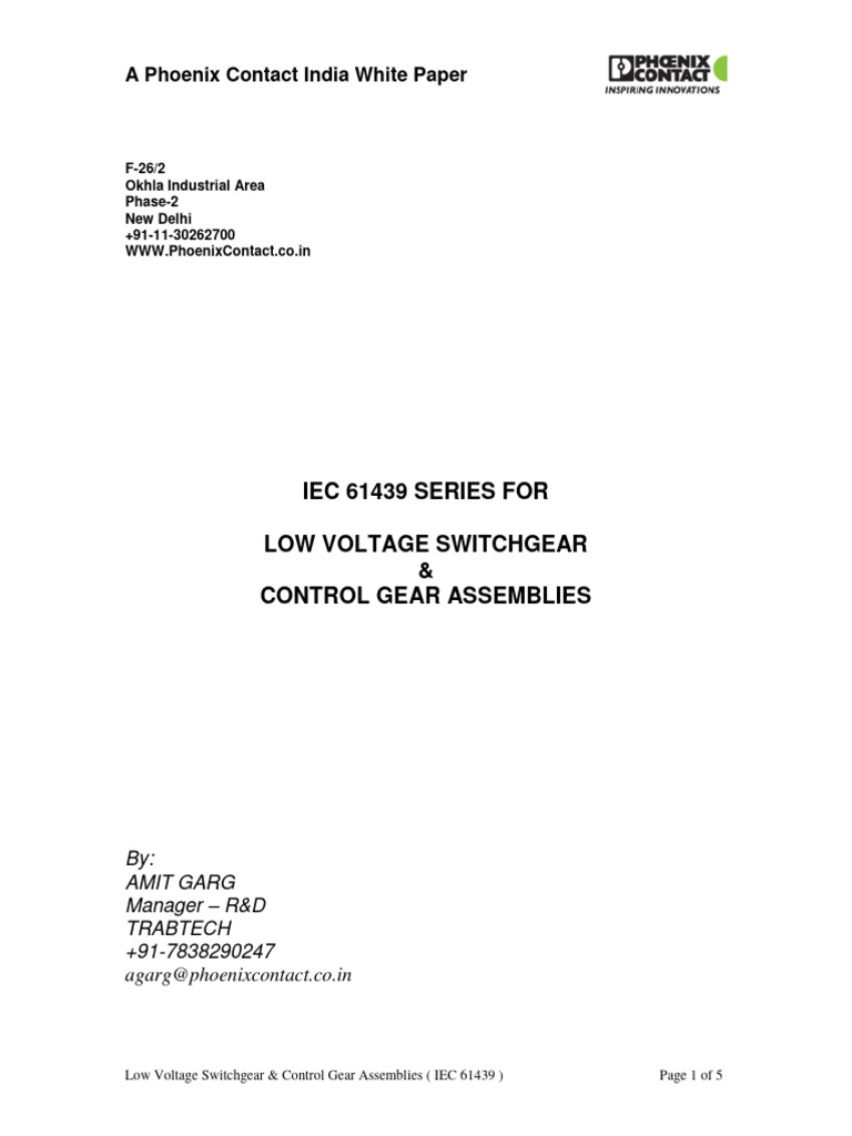 IEC 61439 - Low Voltage Switchgear & Control Gear Assemblies | PDF