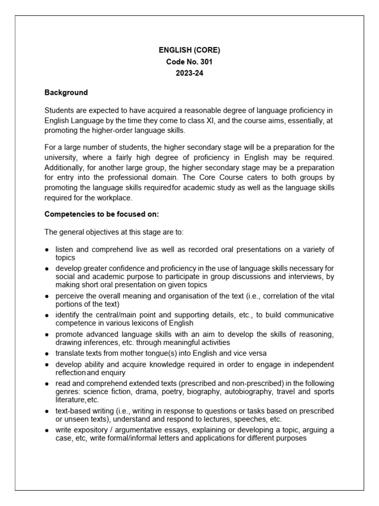 English Class 11 | PDF | Reading Comprehension | Fluency