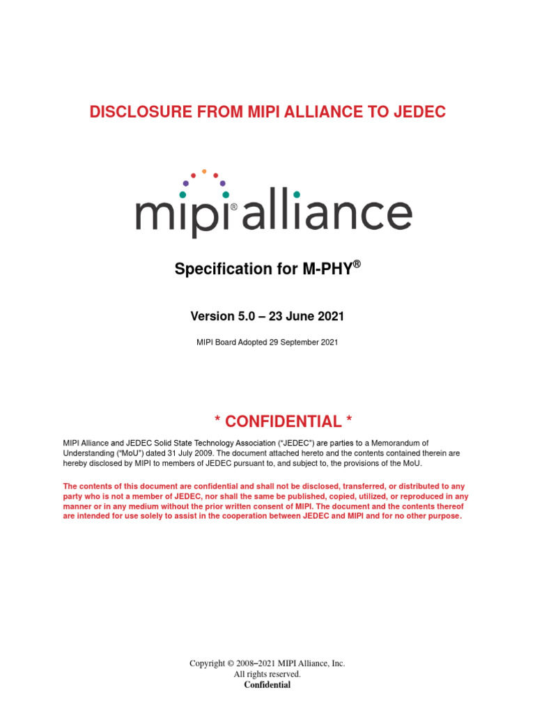 Mipi M-PHY Specification v5-0 | PDF | Intellectual Property | Copyright