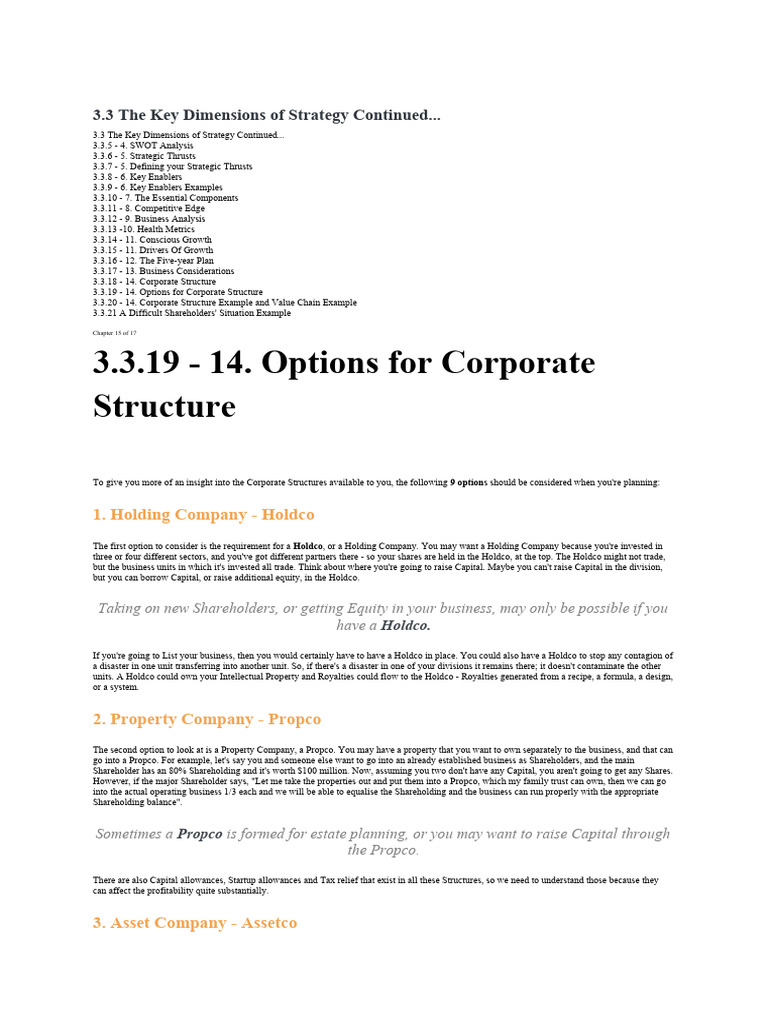 Corporate Structure Options Explained | PDF | Taxes | Capital (Economics)
