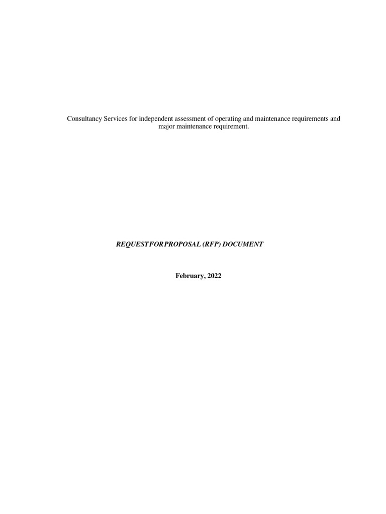 Infrastructure Consultancy RFP | PDF | Request For Proposal ...